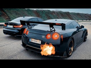Японская Легенда на СТЕРОИДАХ Nissan GTR R35 stage3 VS BMW M3 G80 stage2. ЗЛЫЕ Жиги, мокрый Дрифт!