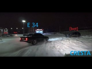 Toyota Cresta VS BMW E34 / дрифт по городу / Winter Drift